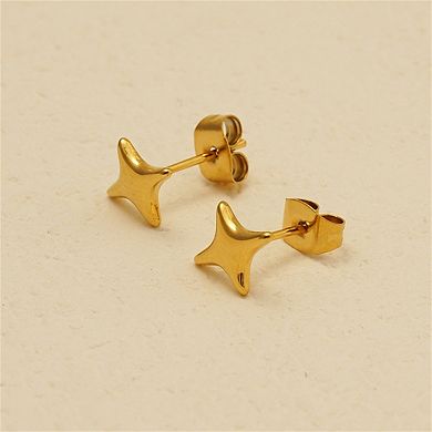 Stainless Steel Star Stud Earrings - 18K Gold Plated Minimalist Style Geometric Earrings