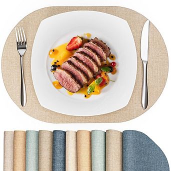 Oval Leather Placemats, Waterproof & Heat-Resistant, Set of 4