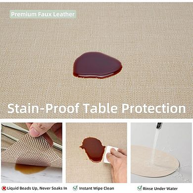 Oval Leather Placemats, Waterproof & Heat-Resistant, Set of 4