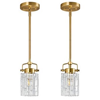 2-Pack Pressed Glass Pendant Lighting, Hanging Fixture for Kitchen, Bedroom & Bathroom