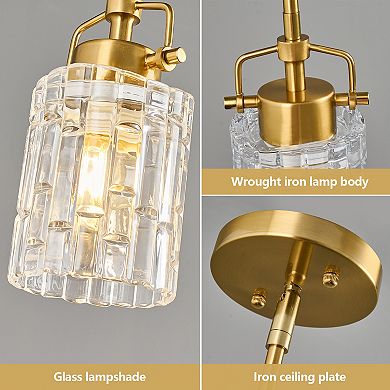 2-Pack Pressed Glass Pendant Lighting, Hanging Fixture for Kitchen, Bedroom & Bathroom