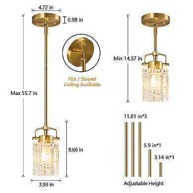 2-Pack Pressed Glass Pendant Lighting, Hanging Fixture for Kitchen, Bedroom & Bathroom