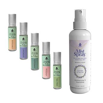 Lavender & Sea Salt Mist Spray + 5-Pack Essential Oil Rollerball Set for Daily Wellness
