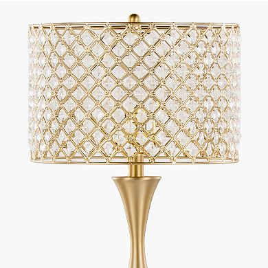 Loheer 27" Contemporary Metal Table Lamp with Clear K9 Crystal Shade