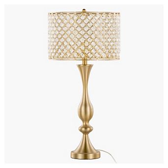 Loheer 27" Contemporary Metal Table Lamp with Clear K9 Crystal Shade