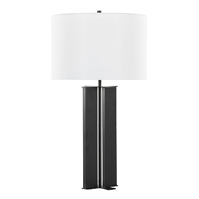 Loheer Contemporary Metal Table Lamp with Linen Shade