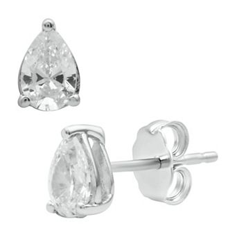Diamond Essentials Sterling Silver 1 Carat T.W. Pear Cut Lab Grown Diamond Stud Earrings