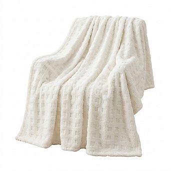 Ultra Soft Waffle Throw Blanket, Fluffy Plush Cozy Decorative Blanket