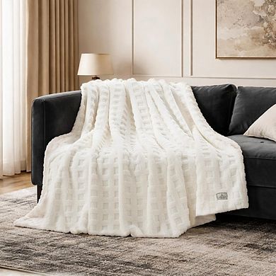 Ultra Soft Waffle Throw Blanket, Fluffy Plush Cozy Decorative Blanket