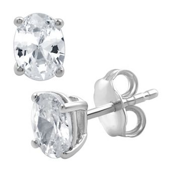 Diamond Essentials 1 Carat T.W. Oval Cut Lab Grown Diamond Sterling Silver Stud Earrings