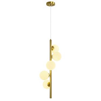 Mid Century Modern 5 Light Glass Pendant Chandelier for Dining Room and Kitchen
