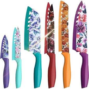 12 pc Nonstick Coated Kitchen Knife Set Professional Cutlery for Home and Outdoor