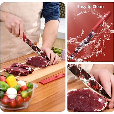 12-Piece Nonstick Coated Kitchen Knife Set Professional Cutlery for Home and Outdoor