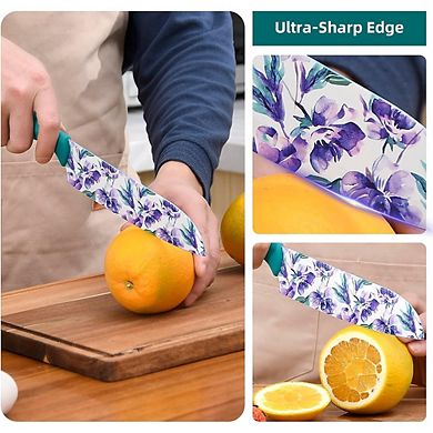 12-Piece Nonstick Coated Kitchen Knife Set Professional Cutlery for Home and Outdoor