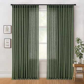 Linen Curtains 2 Panels, Light Filtering, Semi-Sheer Drapes
