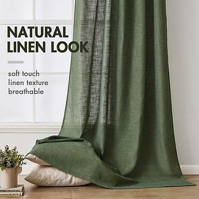 Linen Curtains 2 Panels, Light Filtering, Semi-Sheer Drapes