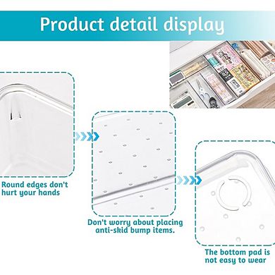 8-Pack Clear Drawer Organizer Trays, Multi-Size Storage Bins