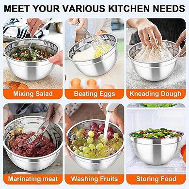 5 Piece Stainless Steel Mixing Bowls with Lids Durable & Dishwasher Safe