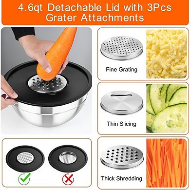 5 Piece Stainless Steel Mixing Bowls with Lids Durable & Dishwasher Safe