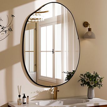 26 in W x 38 in H Irregular-shaped Frameless Vanity Wall Mirror