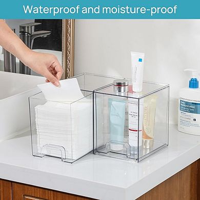 2-Pack Clear Stackable Storage Drawers, Plastic Multi-Purpose Organizer