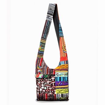 Kathmandu Collection Stripe Patchwork Hobo Bag