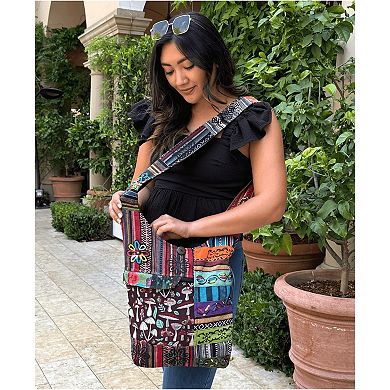 Kathmandu Collection Stripe Patchwork Hobo Bag
