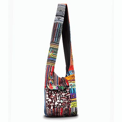 Kathmandu Collection Stripe Patchwork Hobo Bag