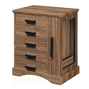 Wooden Jewelry Box with Side Transparent Window