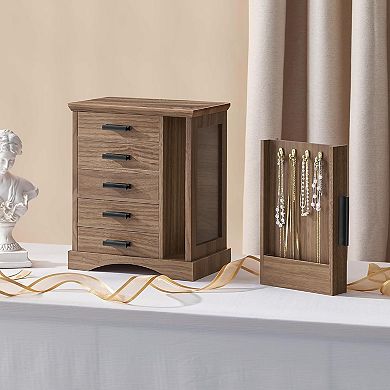Wooden Jewelry Box with Side Transparent Window