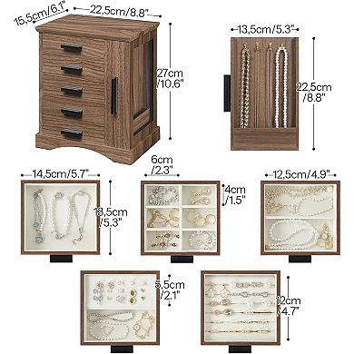 Wooden Jewelry Box with Side Transparent Window