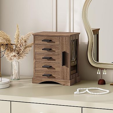 Wooden Jewelry Box with Side Transparent Window