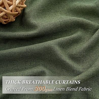 Linen Curtains 2 Panels, Light Filtering, Semi-Sheer Drapes