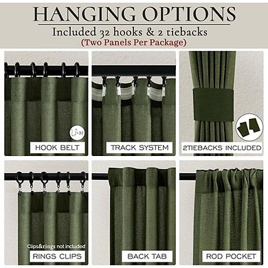 Linen Curtains 2 Panels, Light Filtering, Semi-Sheer Drapes