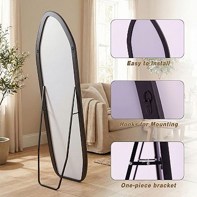 Black 24 in. W x 67 in. H Irregular Aluminum Alloy Framed Full Length Floor Mirror
