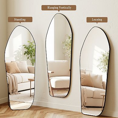 Black 24 in. W x 67 in. H Irregular Aluminum Alloy Framed Full Length Floor Mirror