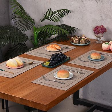 Linen Placemats Set of 4, Farmhouse Style Decorative Table Mats