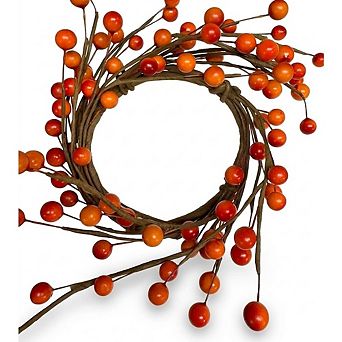 Orange Berry Candle Ring Fall Wreath, Decorative Centerpiece