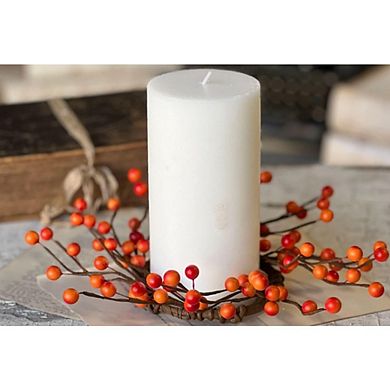 Orange Berry Candle Ring Fall Wreath, Decorative Centerpiece