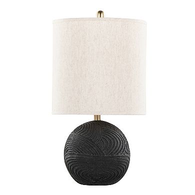 Loheer Contemporary Polyresin Table Lamp Set with Linen Shade and Brass Accents