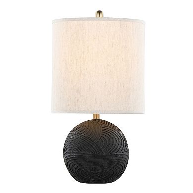 Loheer Contemporary Polyresin Table Lamp Set with Linen Shade and Brass Accents