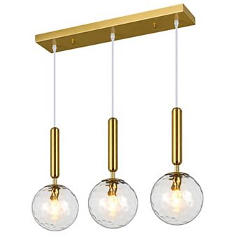 ZLAIQB 3-Light Gold Finish Clear Glass Mid Century Pendant Mount 5.9 in Ceiling Light