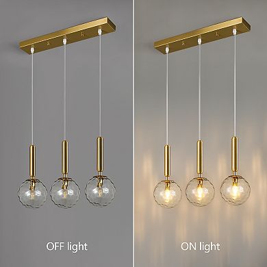 ZLAIQB 3-Light Finish Clear Glass Mid Century Pendant Mount Ceiling Light