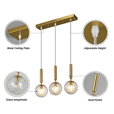 ZLAIQB 3-Light Finish Clear Glass Mid Century Pendant Mount Ceiling Light