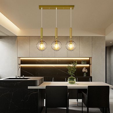 ZLAIQB 3-Light Finish Clear Glass Mid Century Pendant Mount Ceiling Light