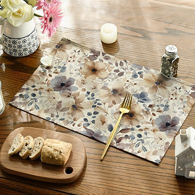 Poppy Floral Placemats Set of 4, Polyester, Washable, Durable Table Mats