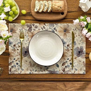 Poppy Floral Placemats Set of 4, Polyester, Washable, Durable Table Mats