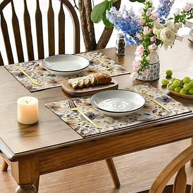 Poppy Floral Placemats Set of 4, Polyester, Washable, Durable Table Mats