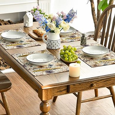 Poppy Floral Placemats Set of 4, Polyester, Washable, Durable Table Mats