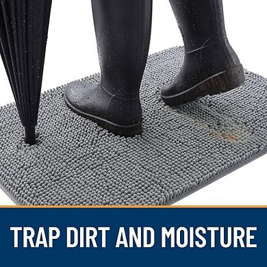 Absorbent Dog Door Mat Non Slip Washable Chenille Mud Indoor Entry Mat